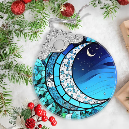 Art Blue Moonlight Stained Glass Orament - Christmas Ornament - Christmas Decorations for Tree