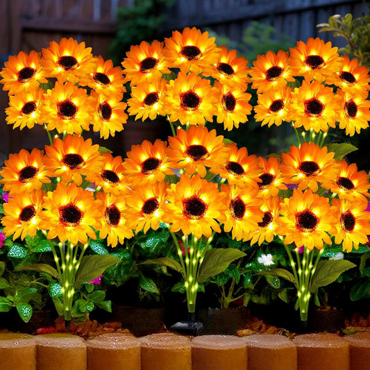 Solar Garden Lights Outdoor, 6 Pack Sunflower Lights with 36 Sunflower, Waterproof 60 Led Garden