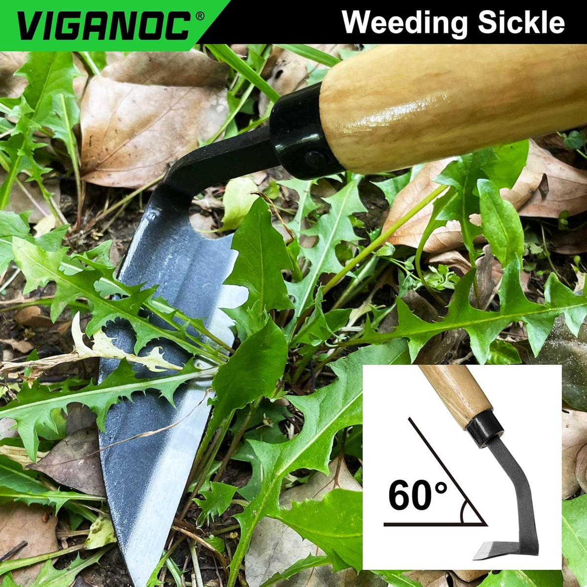 Japanese Wide Blade Garden Tool - Premium Quality Hand Hoes/Weeding Sickle is Very Sharp for Quick
