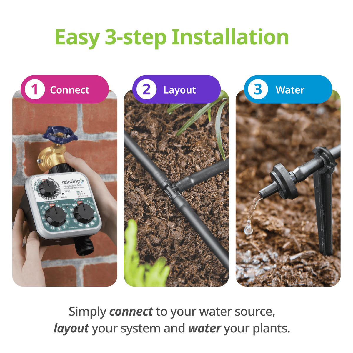 Raindrip R560DP Drip Watering System, Automatic Drip Irrigation System with Timer for Containers