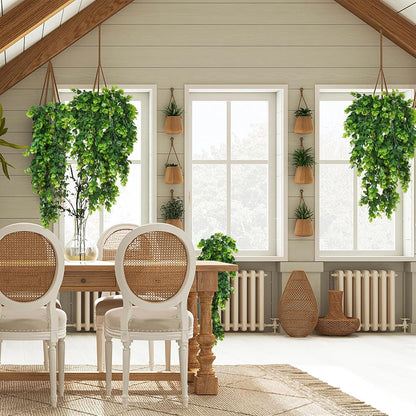 RECUTMS 4 Pack Artificial Hanging Plants Faux Eucalyptus Leaf Greenery Fake Plant for Wall House