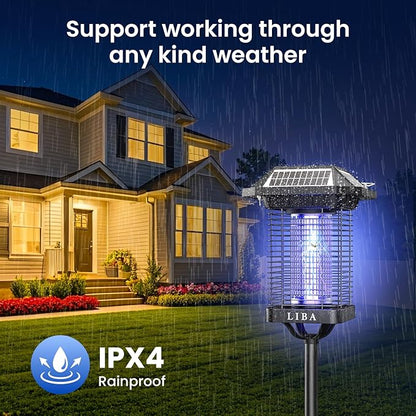 LiBa Solar Bug Zapper Outdoor, 2 in 1 Mosquito Zapper Cordless & Rechargeable, Solar Insect Killer