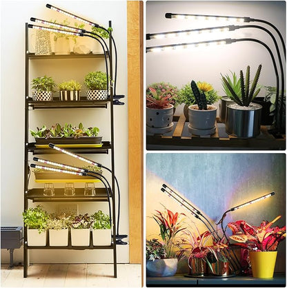 3head Plant Lights, 2Pack Grow Lights for Seed Starting, Full Spectrum Growing Lamps with Clip for