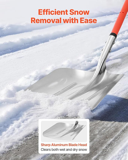 VEVOR Snow Shovel for Driveway, 14 in Wide Aluminum Alloy Snow Shovel with D-Shaped Handles, Large