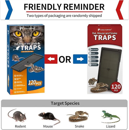 LULUCATCH Sticky Mouse Trap, 120 Pack Large Glue Traps, Pre-Baited Heavy Duty Non-Toxic Bulk Glue