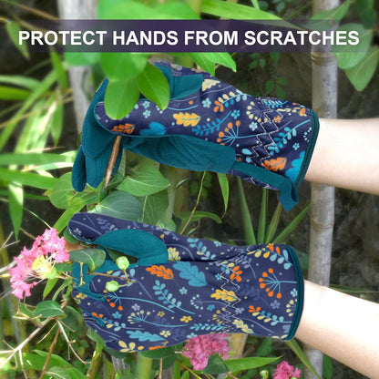 Womens Gardening Weeding Working Gloves, Leather Garden Glove for Women Thorn Proof No Stab for