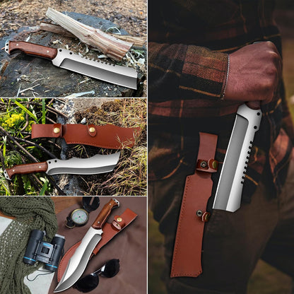 Outdoor Short Machete with Sheath for Cutting Trees, for Yard Work and for urvival Machete Ideal