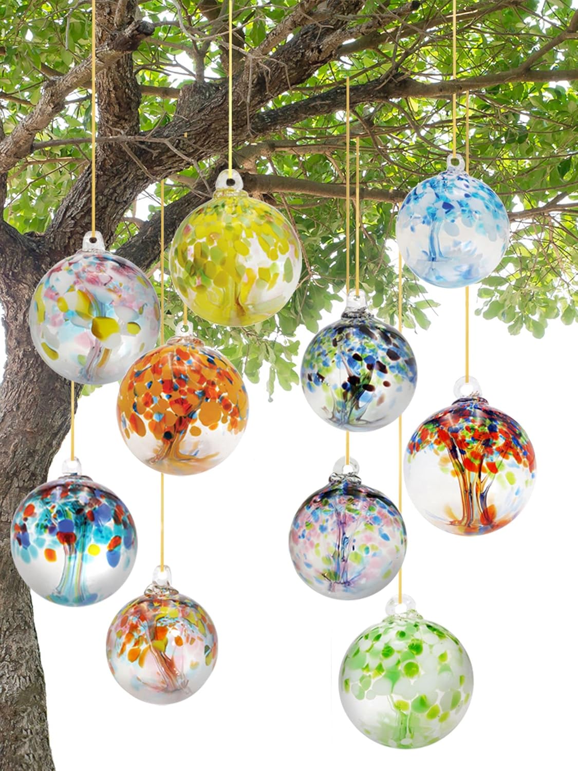 Dale Tiffany Hand Blown Glass, 6" Diameter Mystic, Tree of Life Collection, Witch Globe Hanging