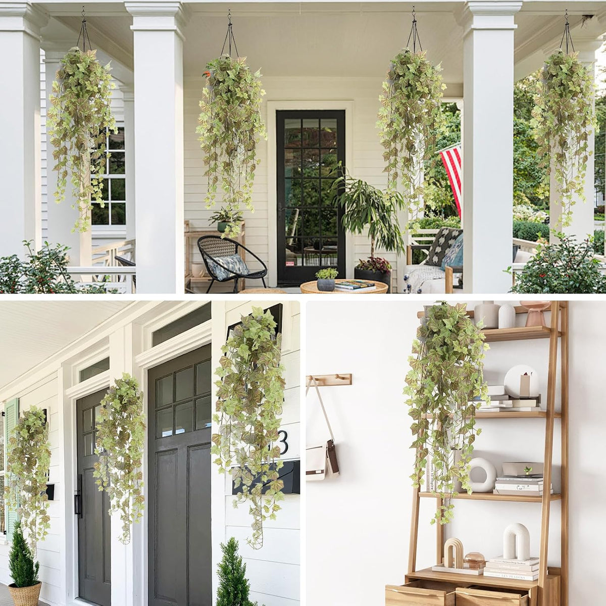 RECUTMS Ivy Vine Artificial Hanging Plants 39.4 Inch Faux Plastic Leaves Greenery Bushes for Shelf
