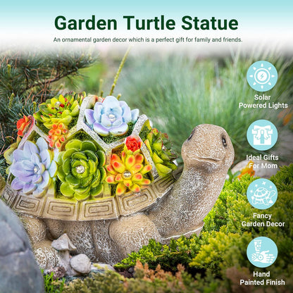 GIGALUMI Solar Garden Statues Turtle Figurine Lights for Outside, Yard Decorations Outdoor, Garden