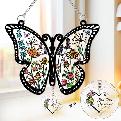 Macorner Gifts for Grandma Acrylic Window Hanging Suncatcher Butterfly, Birthday I Love You, for