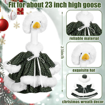 Suzile Winter Christmas Goose Outfit Dresses Clothes for 23" High Cement or Plastic Porch Goose