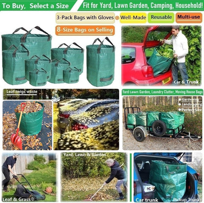Professional 3-Pack 72 Gallons Yard Lawn Garden Bags (D26, H30 inches) with Coated Garden