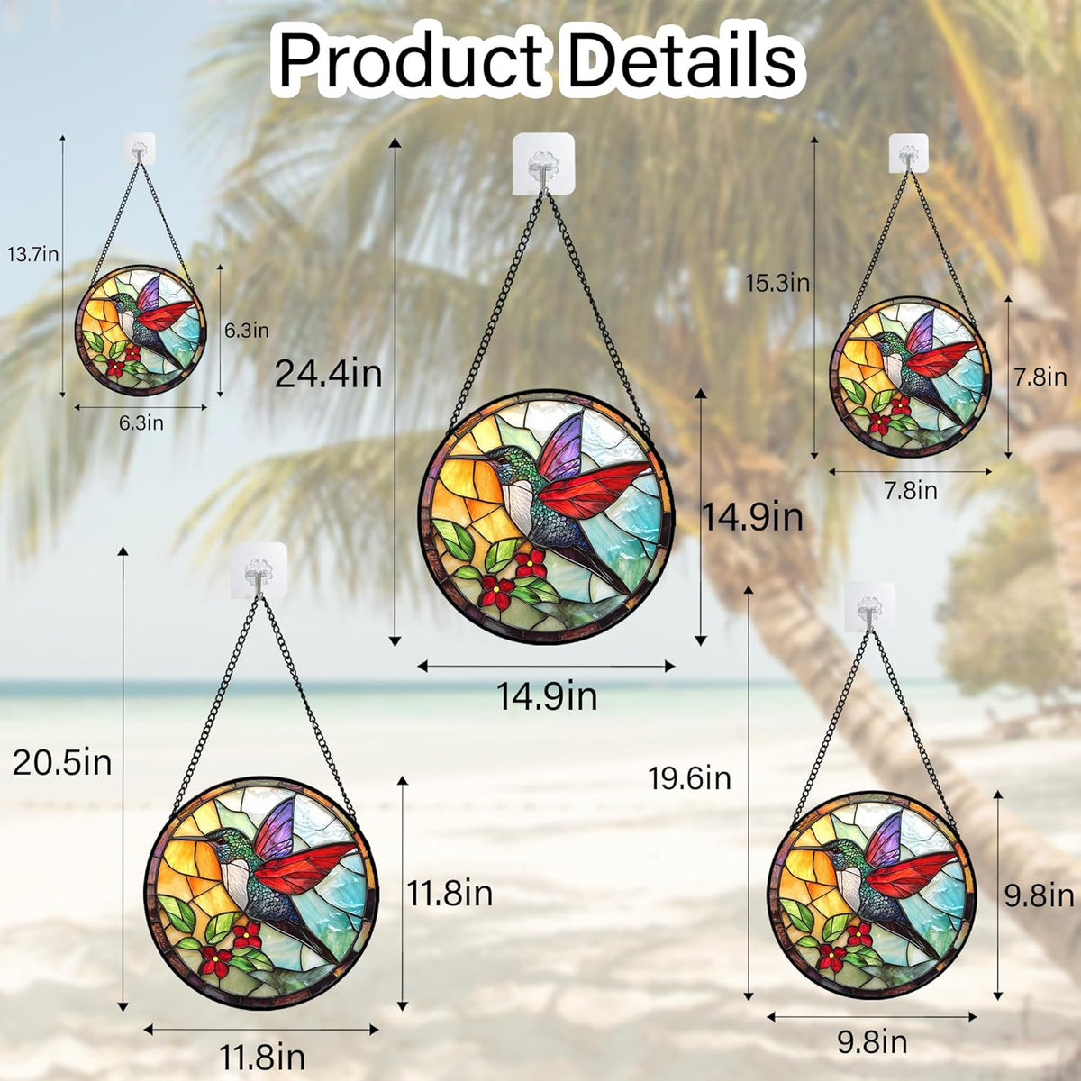 Stained Glass Window Hanging, Hummingbird Gifts Sun Catchers Diamond Glass Panel Hangings Birds