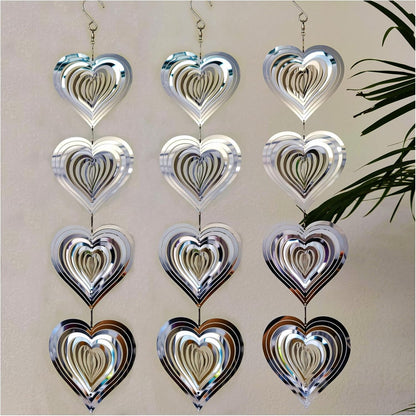 DJUAN Heart Bird Scare Discs Set-Highly Reflective Double-Sided Bird Reflectors,Extra Sparkly Metal