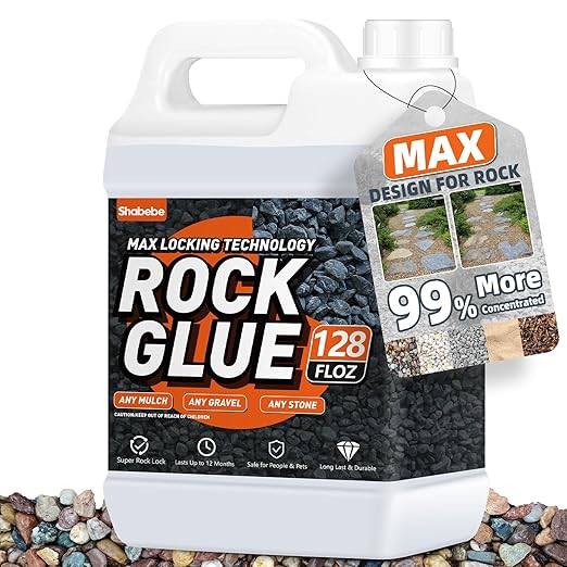 Rock Glue, 1Gallon Mulch Glue for Landscaping, Fast-Dry Strong Pea Gravel Stabilizer Landscape