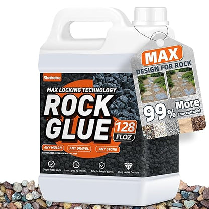 Rock Glue, 1Gallon Mulch Glue for Landscaping, Fast-Dry Strong Pea Gravel Stabilizer Landscape
