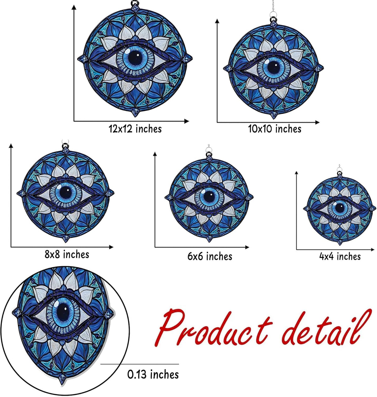 Mandala Evil Eye Acrylic Suncatcher Stained Glass Effect Boho Window Car Hanging Christmas Ornament