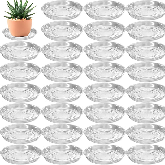 30 Packs 12 Inches Large Clear Plant Saucers for Indoor Outdoor Use Heavy Duty Plastic Plant Trays