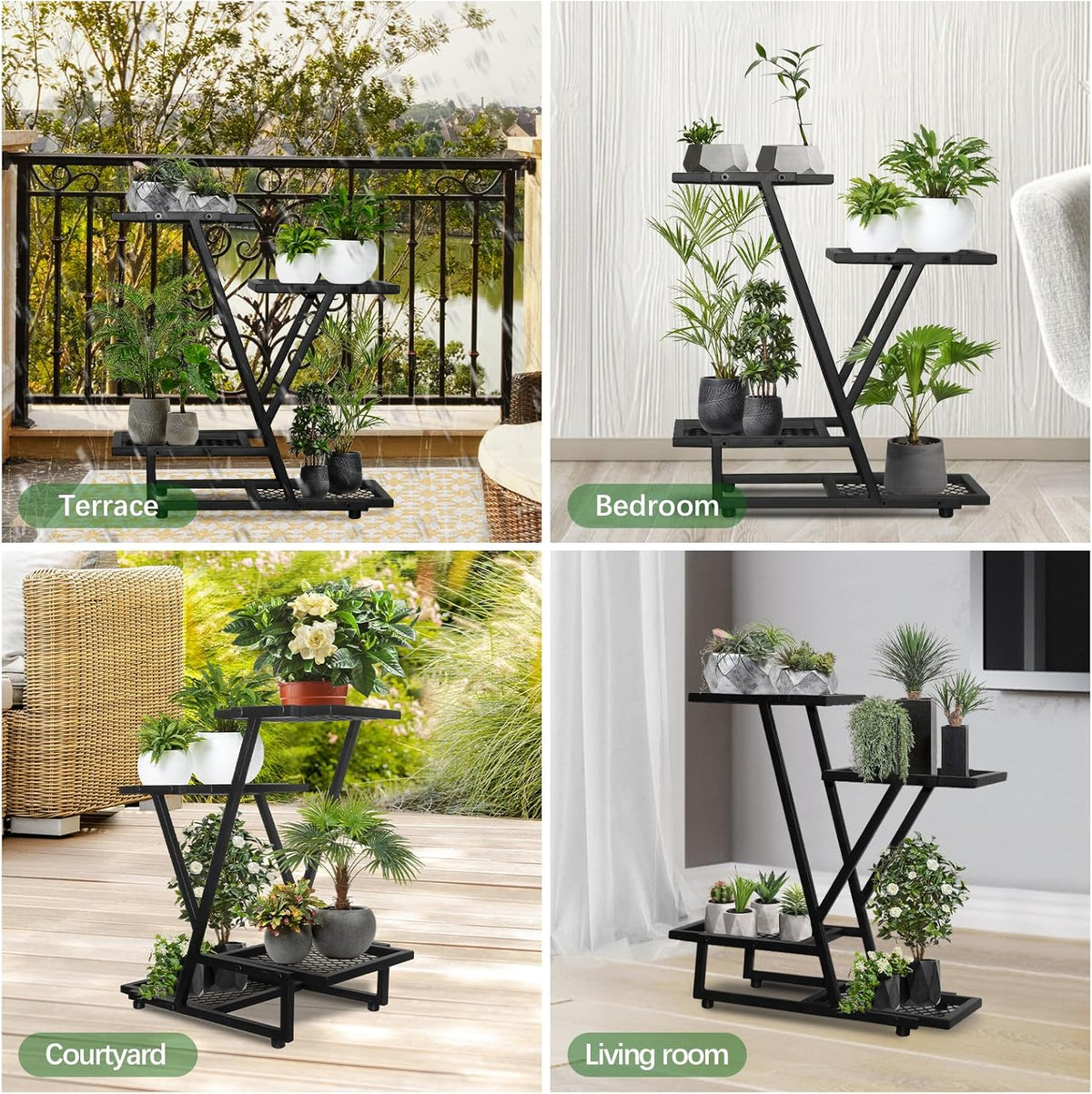 2Pack，4Tier plant stand，outdoor plant stands for patio，Planter Display ShelvingIndoor