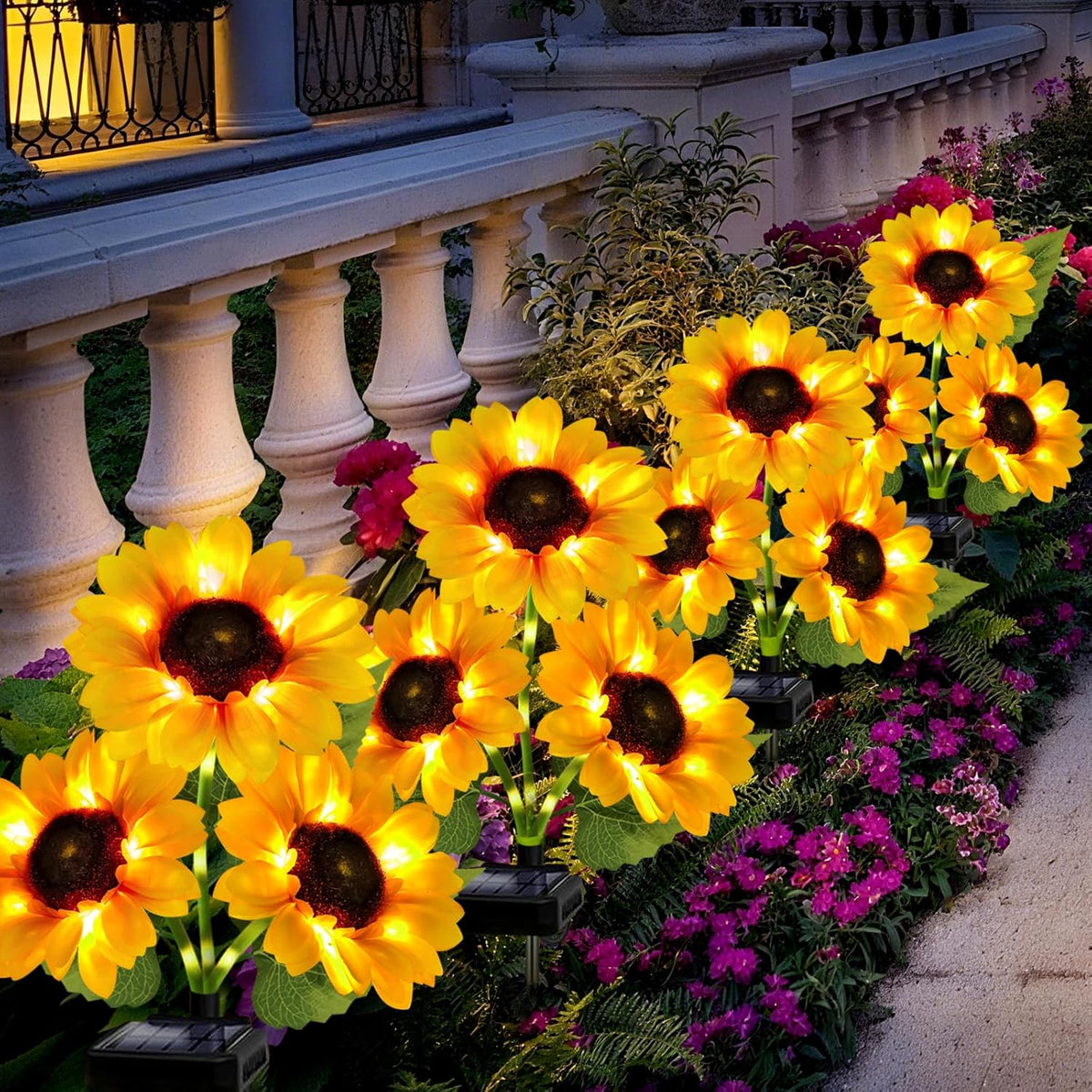 Solar Garden Lights Outdoor, 3 Pack Sunflower Lights with 9 Large Sunflower, Waterproof Garden
