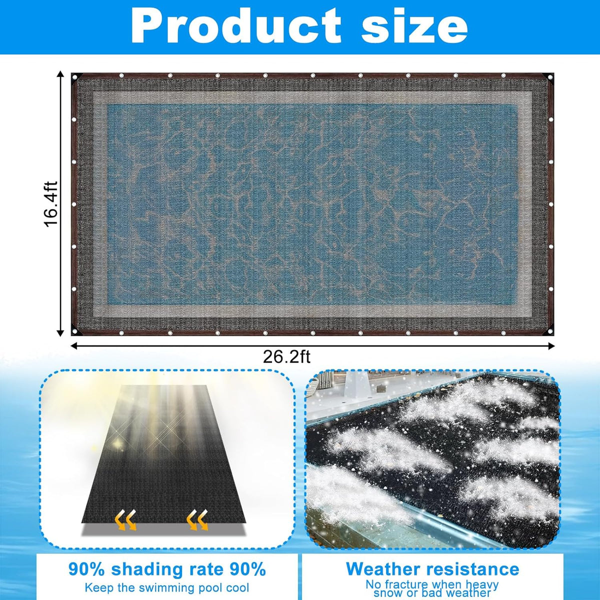 16 x 26FT Pool Leaf Net Cover- Thicken Rectangle Leaf Netting for Inground and Above Ground