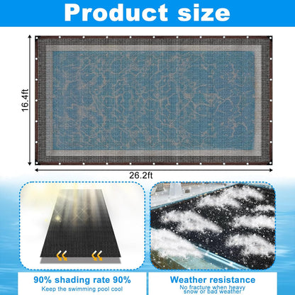 16 x 26FT Pool Leaf Net Cover- Thicken Rectangle Leaf Netting for Inground and Above Ground
