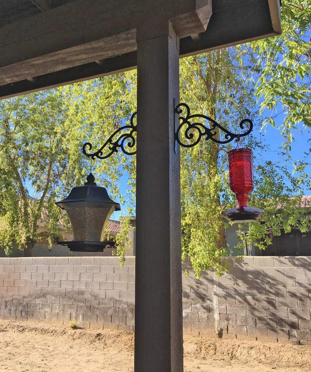 2 Pieces 8-Inch Outdoor Decorative Iron Wall Hooks for Hanging Lanterns Indoor Plants Hummingbird