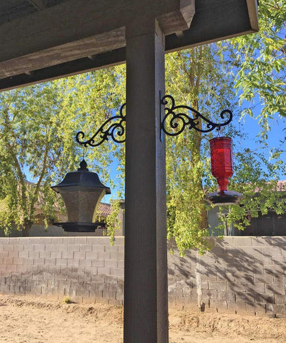 2 Pieces 8-Inch Outdoor Decorative Iron Wall Hooks for Hanging Lanterns Indoor Plants Hummingbird