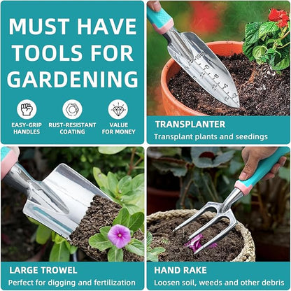 MelonArt Garden Tool Set,8 Pcs Gardening Hand Tool Starter Kit for Women Heavy Duty Outdoor Tool