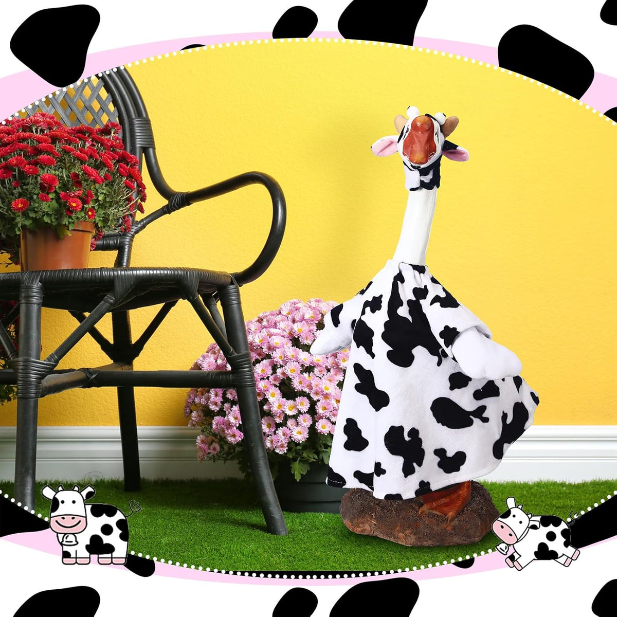 Cow Goose Outfit Clothes for 23 High Cement or Plastic Goose Lawn Clothing Porch Garden Costume