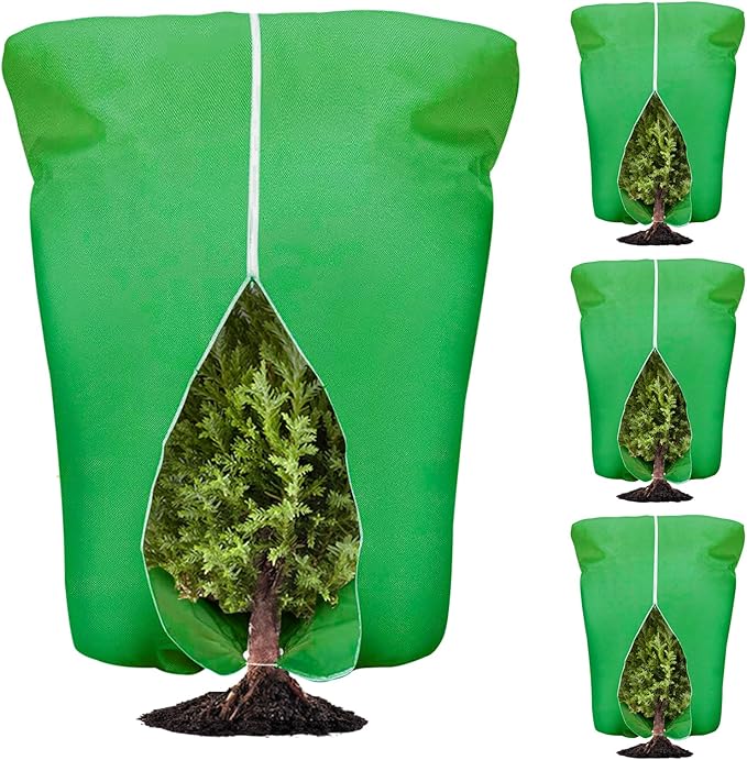 4 Pcs Plant Covers Frost Protection Bag 71" x 47" Winter Reusable Plants Jacket with Drawstring