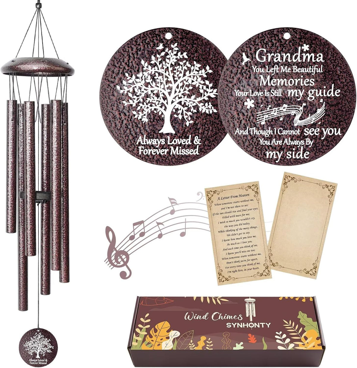 Memorial Gifts for Loss of Grandmother, 25''Memorial Wind Chimes for Loss of Grandma,Sympathy Gifts