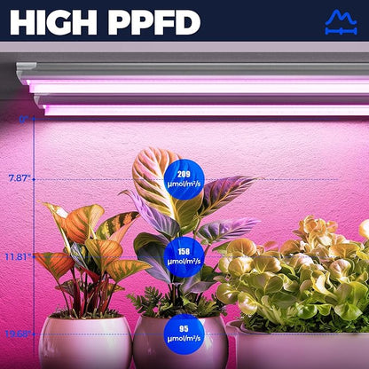 Barrina LED Grow Light, 252W(6 x 42W) 4ft T8, Full Spectrum, V-Shape with Reflector, Linkable