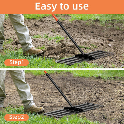 Lawn Leveling Rake 30"x10", Heavy-Duty Stainless Steel Yard Leveling Rake, Professional Soil