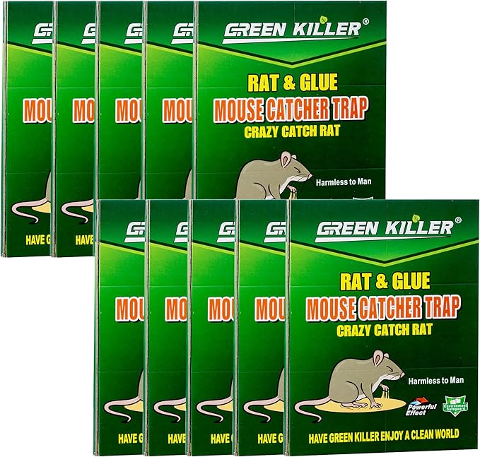 10-Pack Large Mouse Glue Traps with Enhanced Stickiness, Rat Snake Sticky Pad Board for House