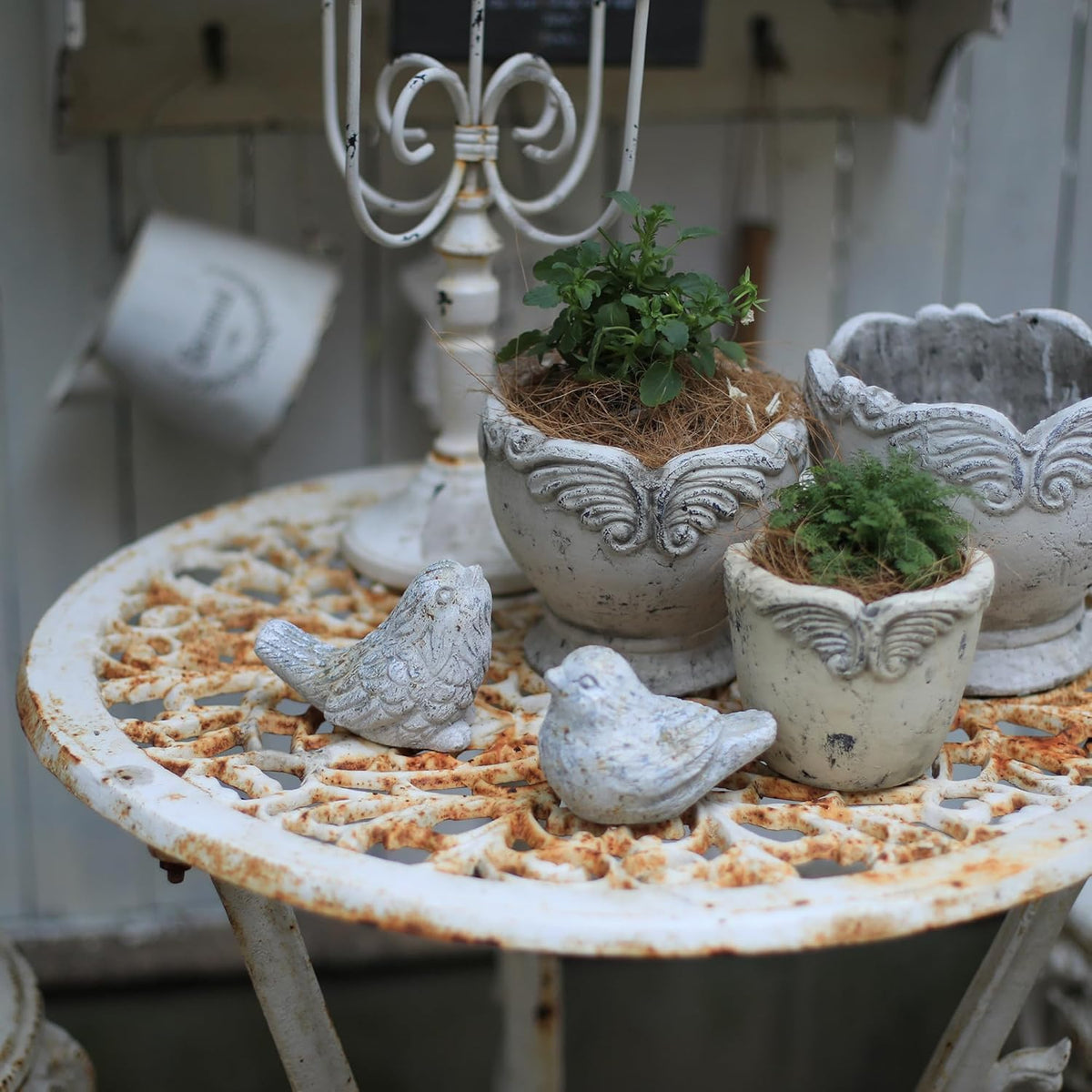 BIG FORTUNE Outdoor Bird Statues Bird Decor Figurines for Home Cement Bird Sculpture for Patio Yard