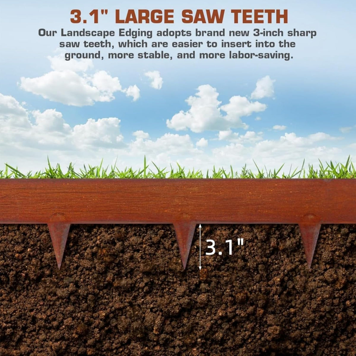 42 Inch Cor-Ten Steel Landscape Edging, 9.4 Inch Hammer in Landscape Edging,Garden Edging Border