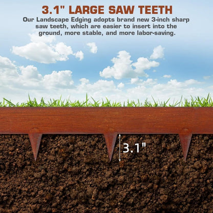 42 Inch Cor-Ten Steel Landscape Edging, 9.4 Inch Hammer in Landscape Edging,Garden Edging Border