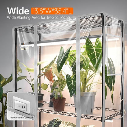 Bstrip Indoor Greenhouse with Grow Light, Tall Green House with 6 Pack T5 Full Spectrum Plant