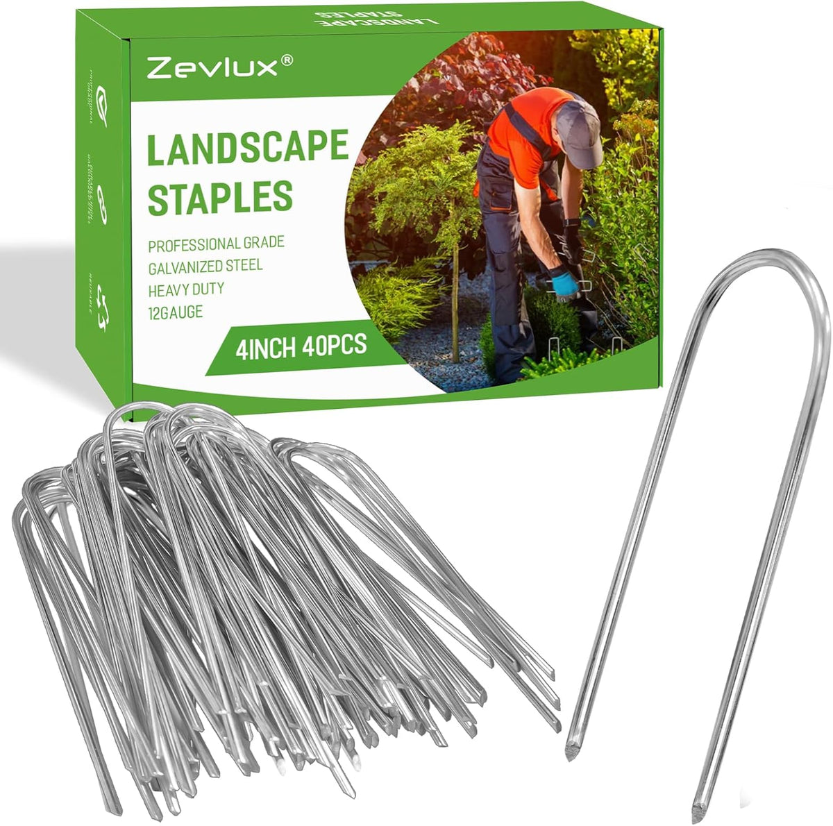 4 Inch 40 Pack 11 Gauge U - Shape Garden Stakes Set: Drip, Line & Irrigation Tubing Stakes