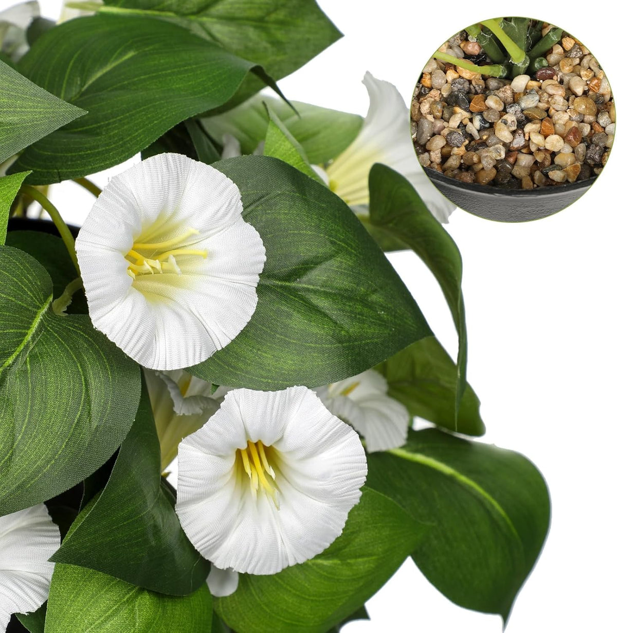 Briful Artificial Hanging Flowers in Pot 25.6" Faux Silk Morning Glory Flower Vine with Cascading