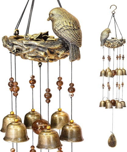 Bird Nest Wind Chimes,Wind Chimes for Outside with 12 Wind Bells for Glory Mothers Love Gift,Bird