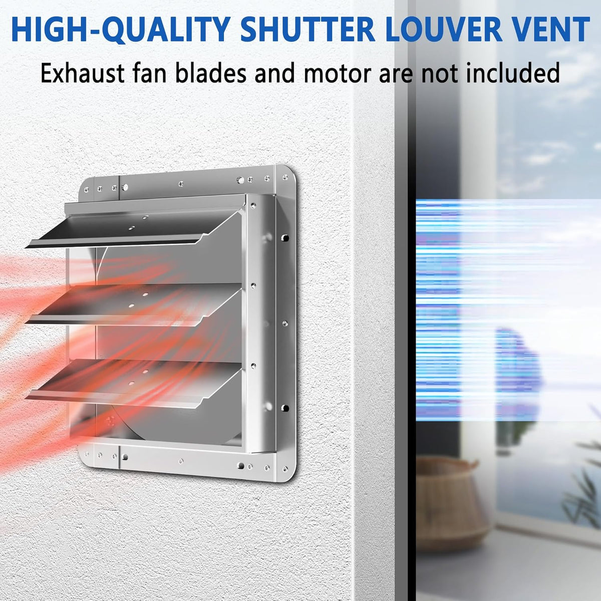 12 Inch Galvanized Shutter Exhaust Louver Vent, Automatic Gravity Shutter Louver Vent for Home
