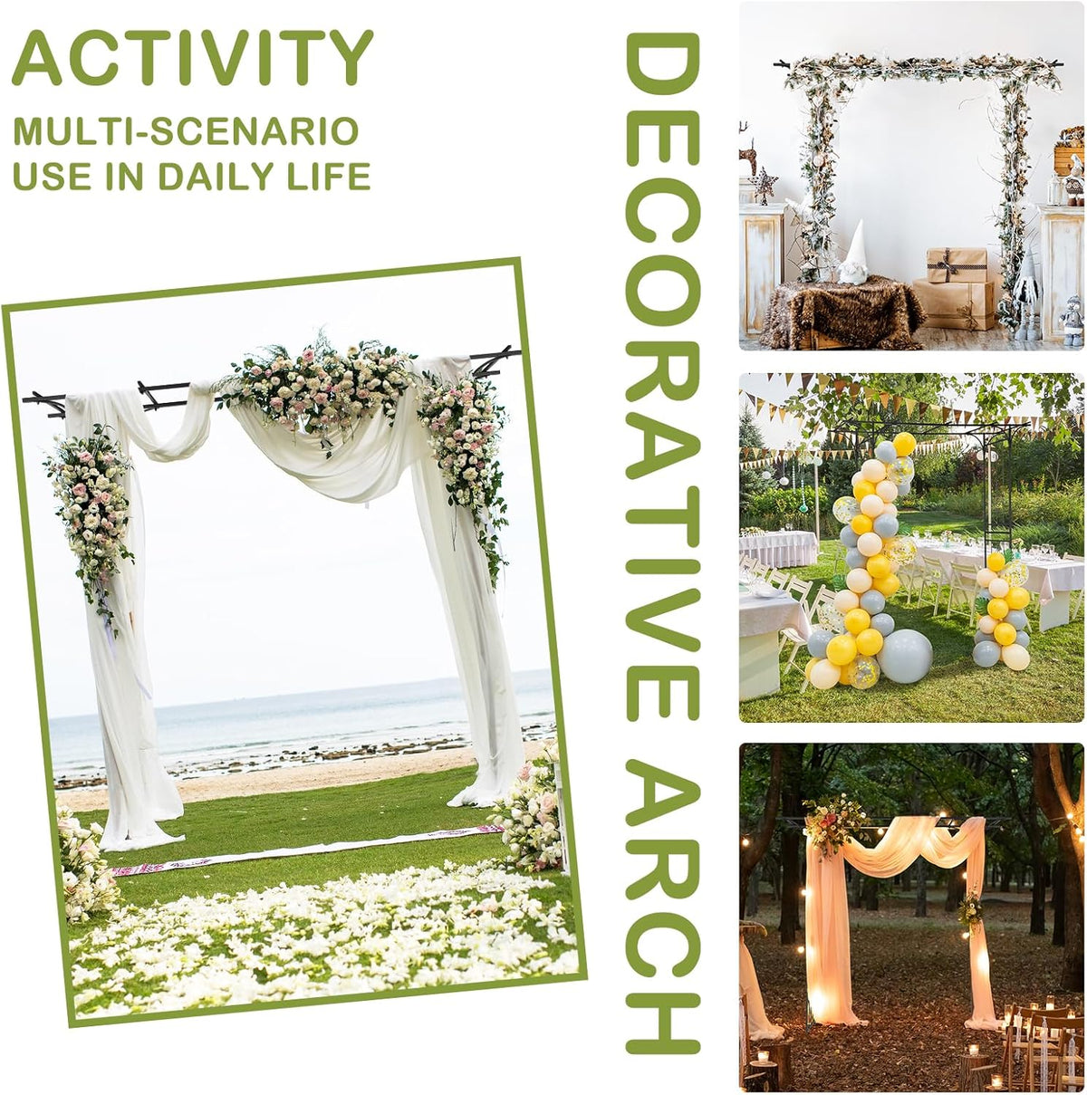 Outvita 7Ft Garden Arch Arbor, Steel Frame Stand Trellis, Arbour Archway for Wedding Ceremony