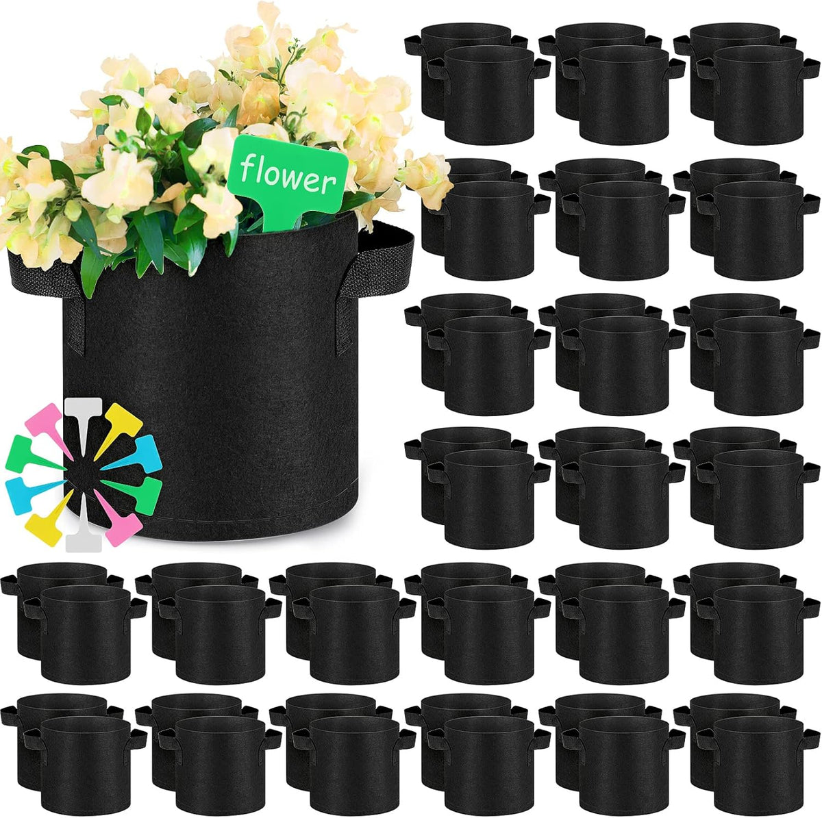Nuanchu 50 Packs Grow Bags Small Aeration Fabric Pots Nonwoven Garden Bags Grow Pots Planter with