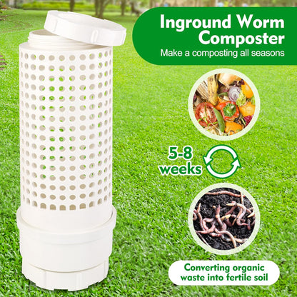 2 Packs Inground Worm Composter, Outdoor Worm Farm Compost Bin Kit with Lid for Raised Garden Beds