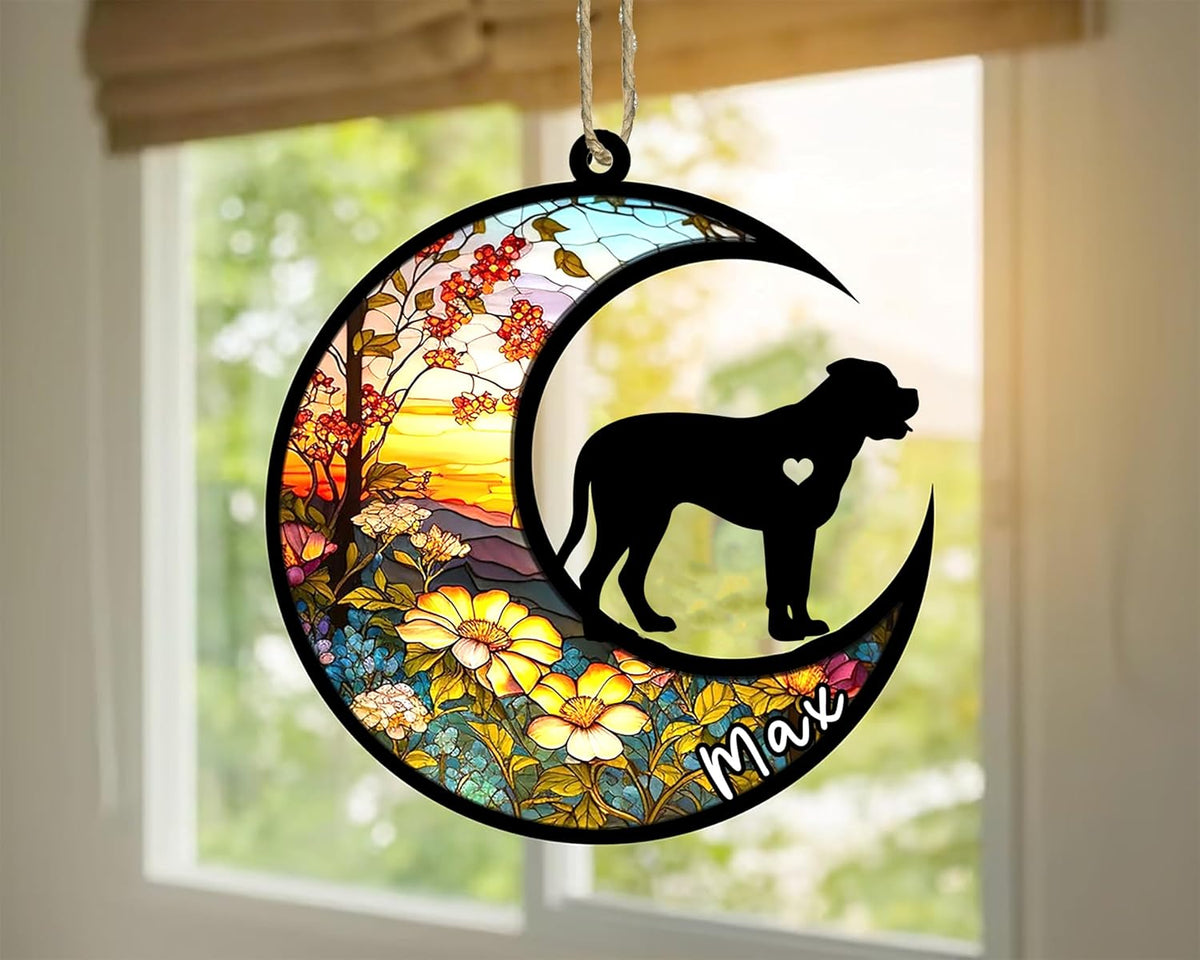Personalized Dog Memorial, Custom Name Bullmastiff Dog Christmas Ornament with Name, Custom Breeds