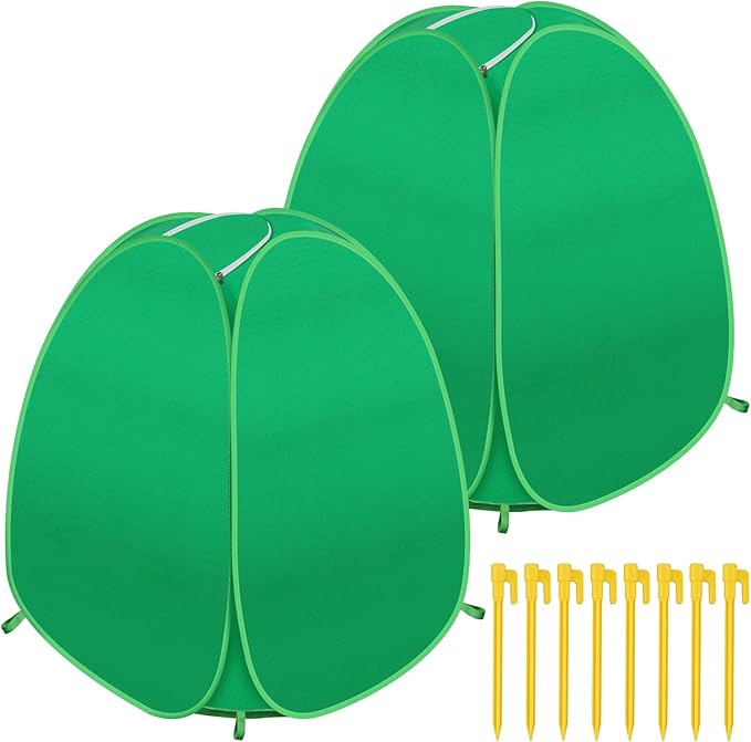 2 Pack Plant Covers Freeze Protection, Pop Up Shrub Frost Covers for Outdoor Plants Warm Plant