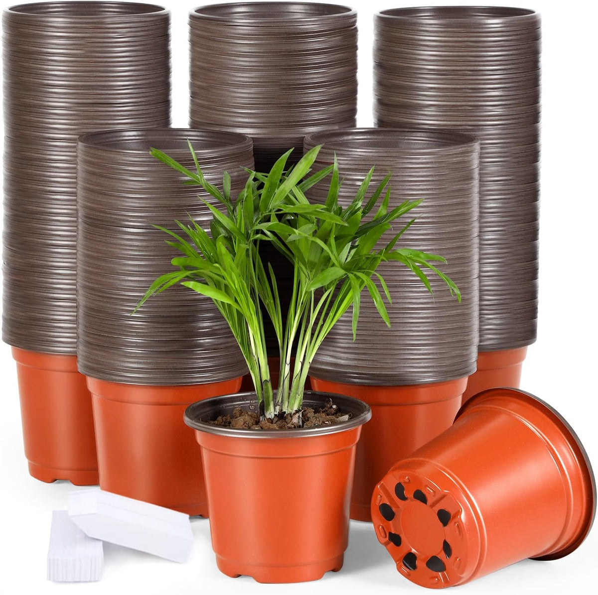 300 Pack 4 Inch Plastic Nursery Pots for Plants, Small Seedling Pots Succulent Pots Flower Pots